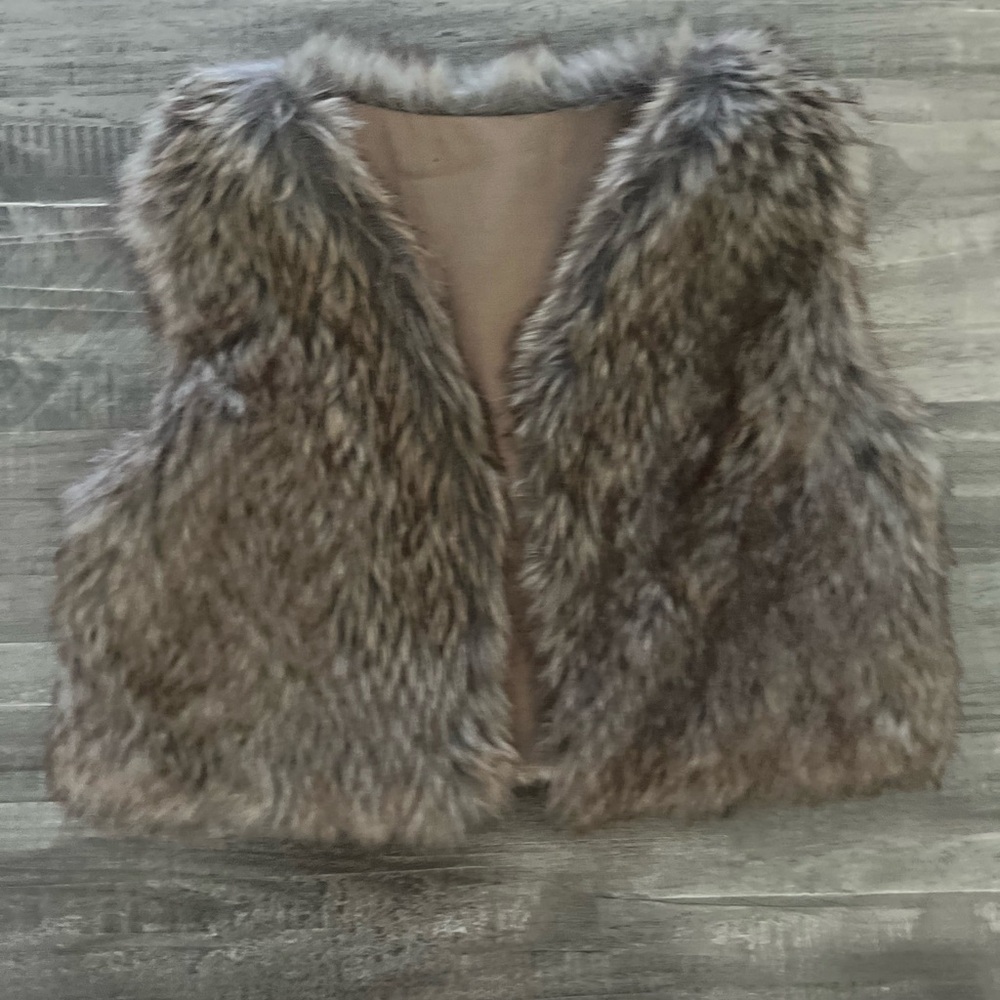Faux Fur Vest in Brown and Gray